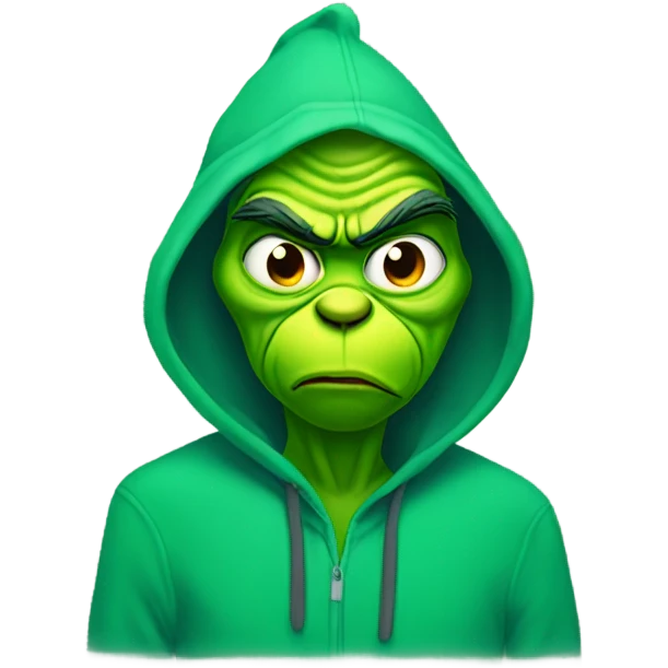 Grinch wearing hoodie  emoji