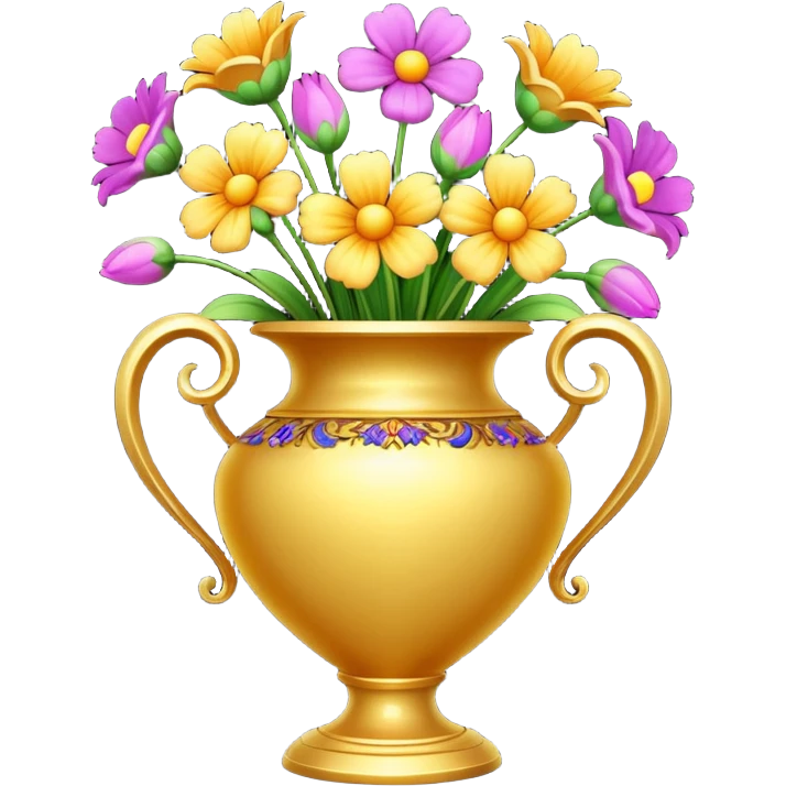Golden vase with flowers  emoji