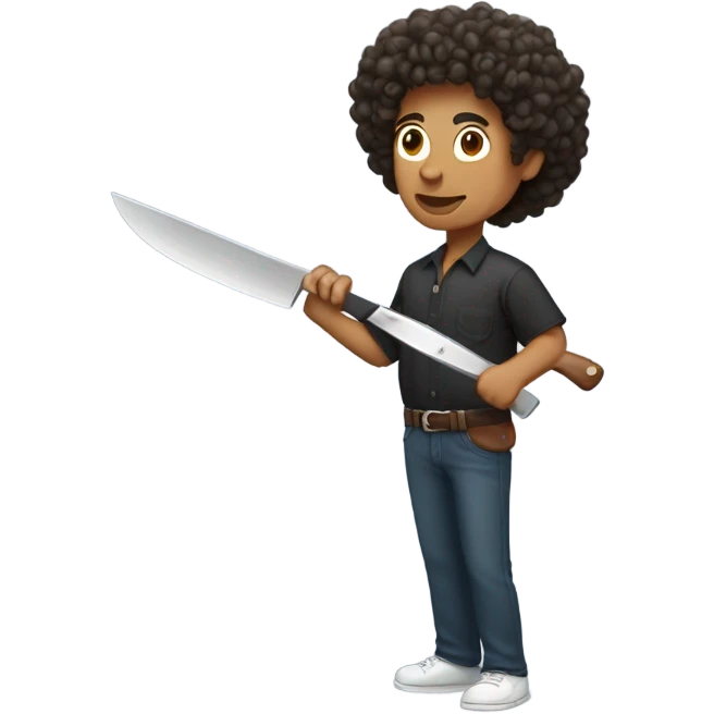 Mexican with curly hair chopping pork emoji