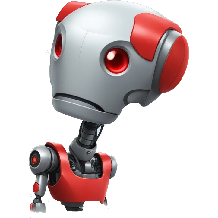 robot, red, 2 eyes, red antenna in the head from the right ear, one hand, small, simple emoji