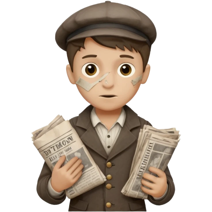 Victorian era poor paper boy emoji
