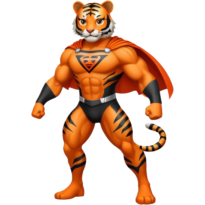 Tiger superhero with cape emoji