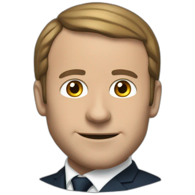 Macron tendun bras devant sa tête emoji