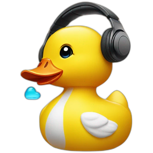 Rubber duck wearing airpods emoji