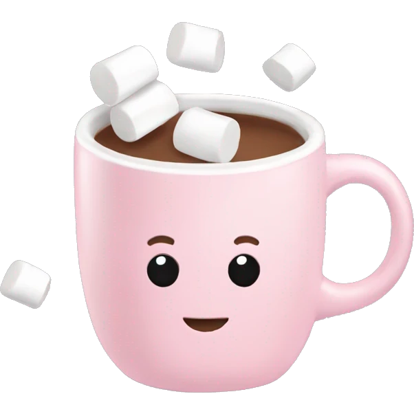 Light Pink mug of hot chocolate with marshmallows  emoji