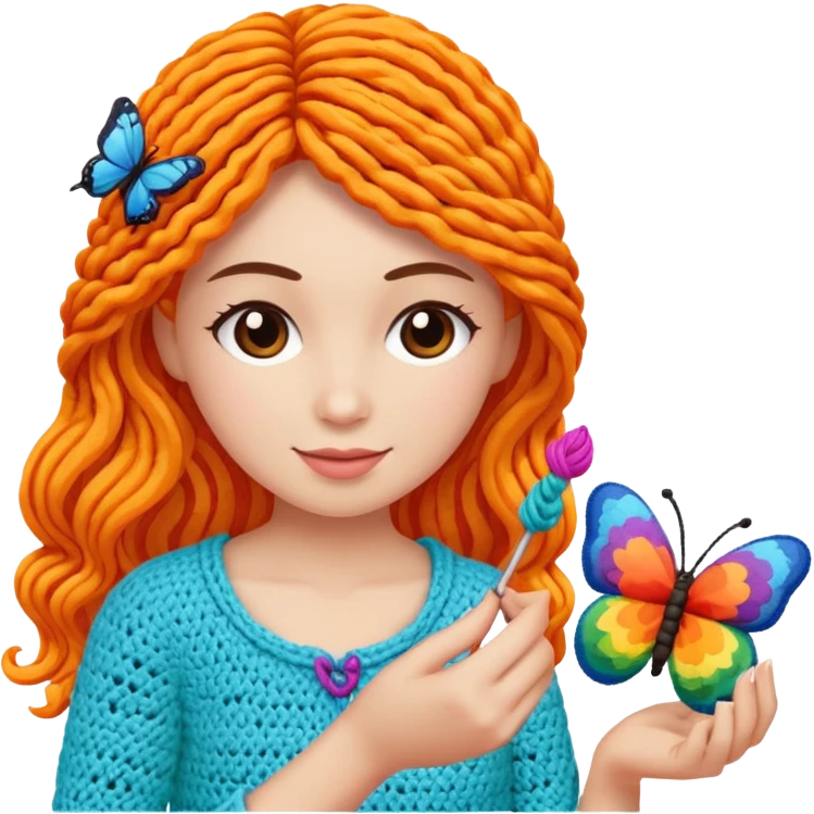 Người phụ nữ móc bướm emoji