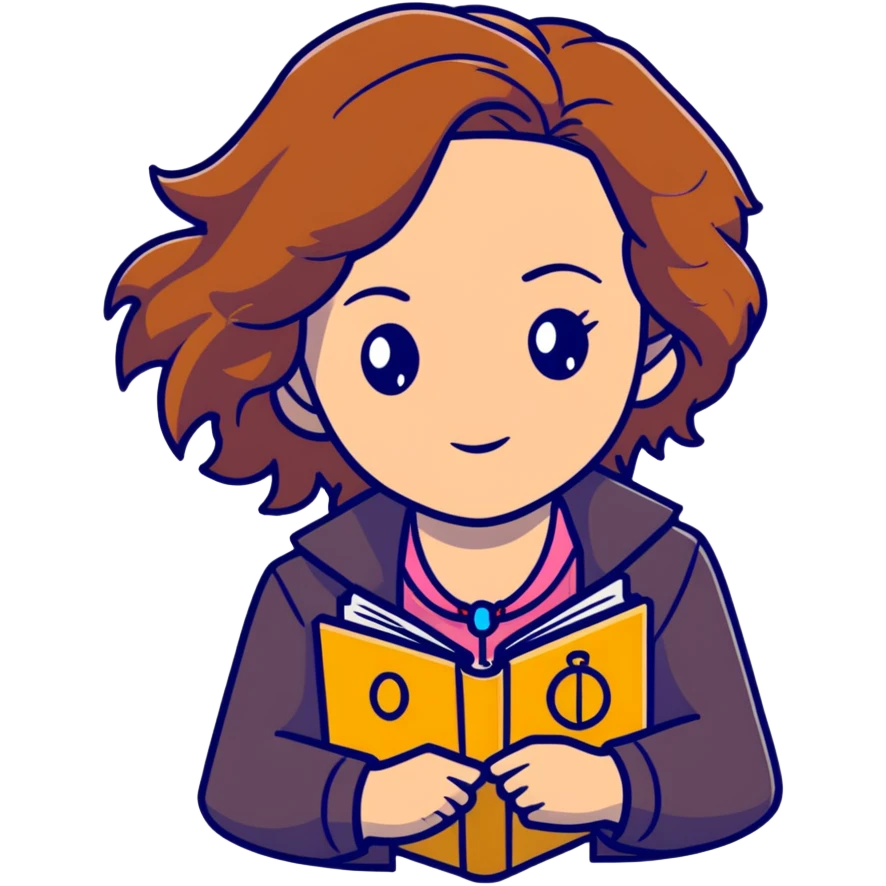 Cute Hermione Granger with books and time-turner necklace emoji