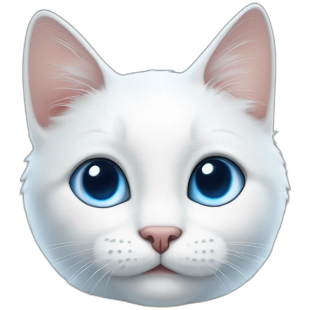 cartoon white and blue cat with one big blue birthmark on the right eye and on the ear, emoji