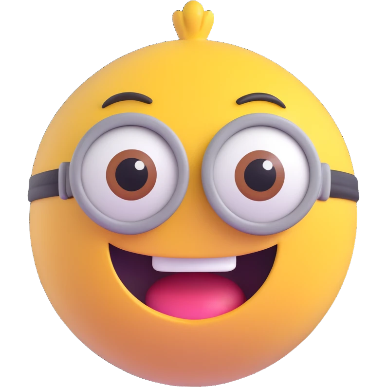 3d sphere with a winking minion face emoji