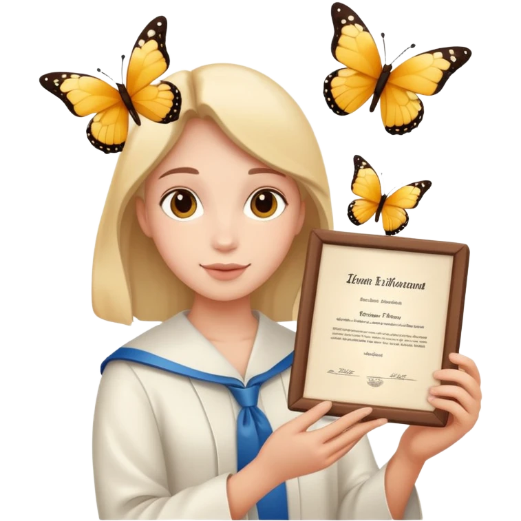  butterflies and diploma  emoji