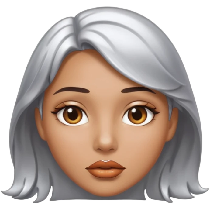 slightly parted lips, silver chrome material, glossy wet shine, seductive aesthetic emoji