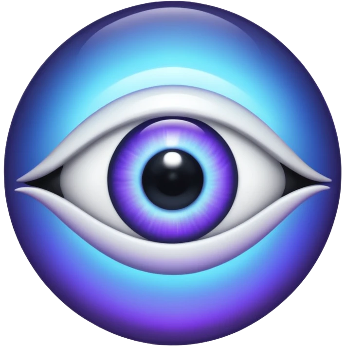 a single spooky floating disembodied eye colored blue, purple, black and white emoji