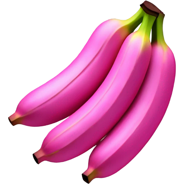 Realistic 3 large Hot pink bananas with glitter no yellow emoji