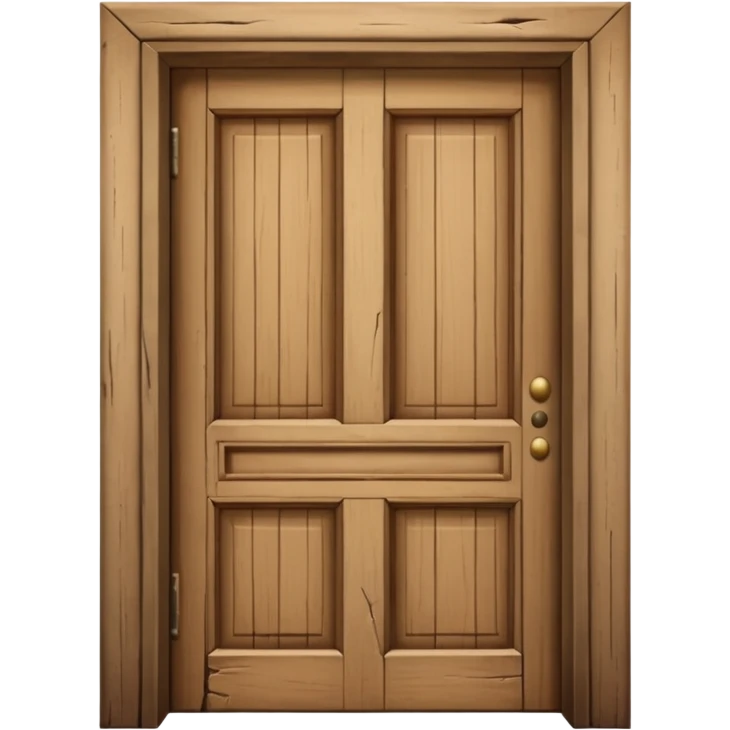 a wooden door that is wide open. The door frame is simple and matches the wood tone of the door. emoji
