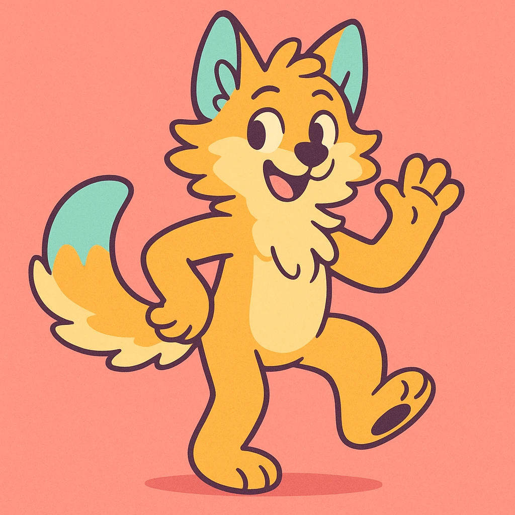furry anthro character, pastel colors, cute pose emoji