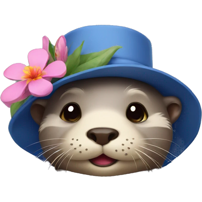 Otter with flower hat emoji