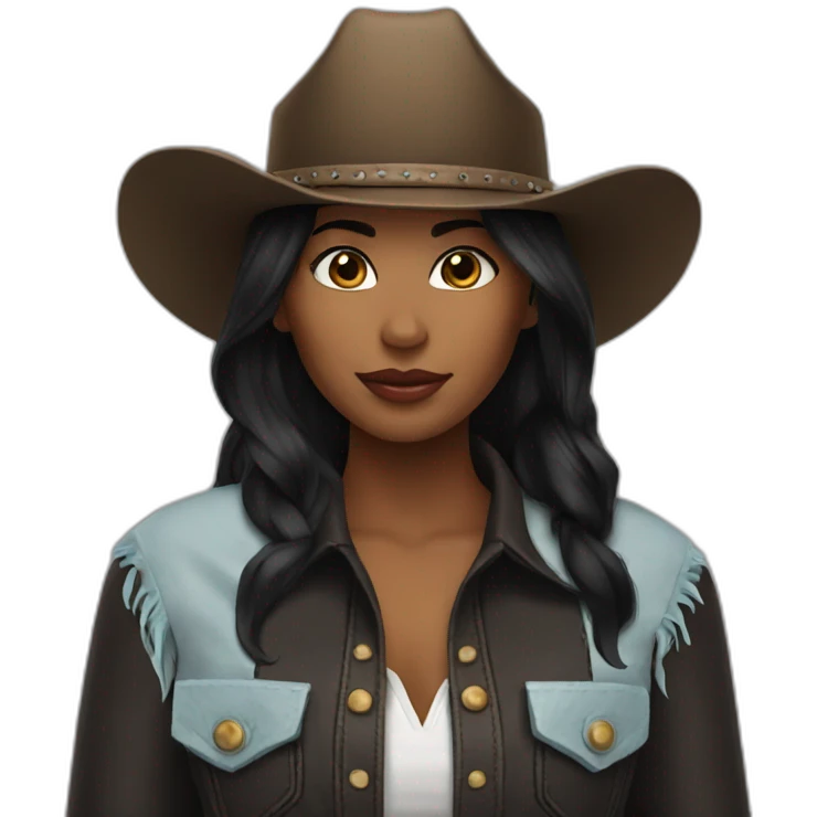 cowgirl black straight hair emoji