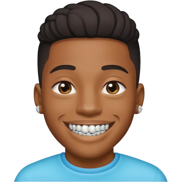 Black young guy with a diamond grillz in her tooth emoji
