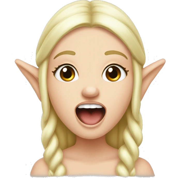 White girl elf shouting “charo” emoji