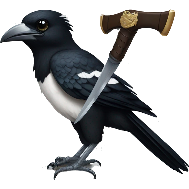 Australian Magpie with sword emoji