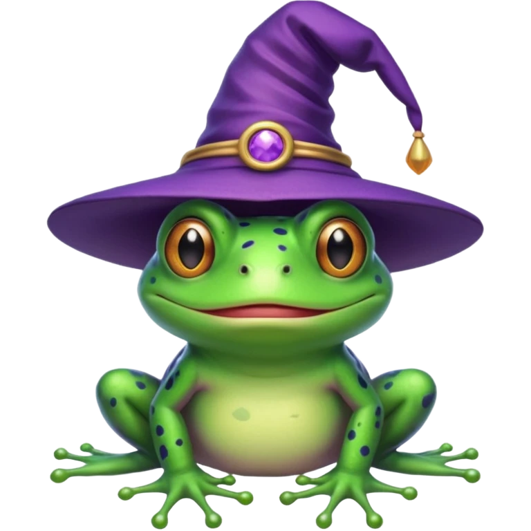 frog wear purple wicth hat emoji