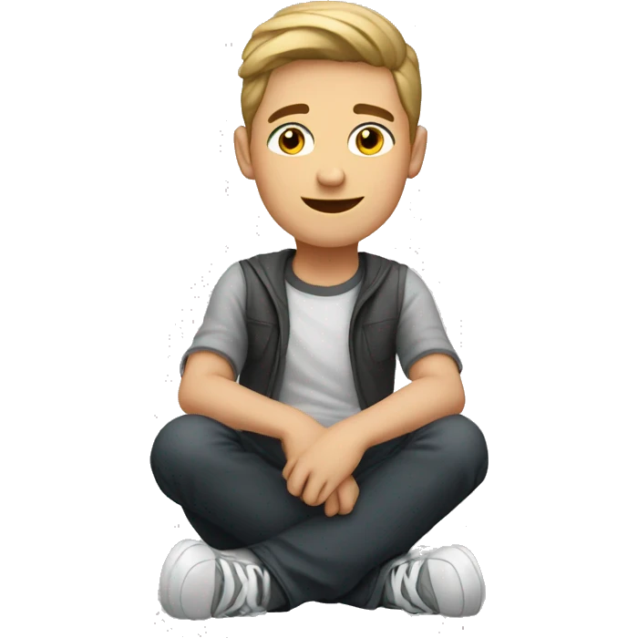 a whitee young man sitting   emoji