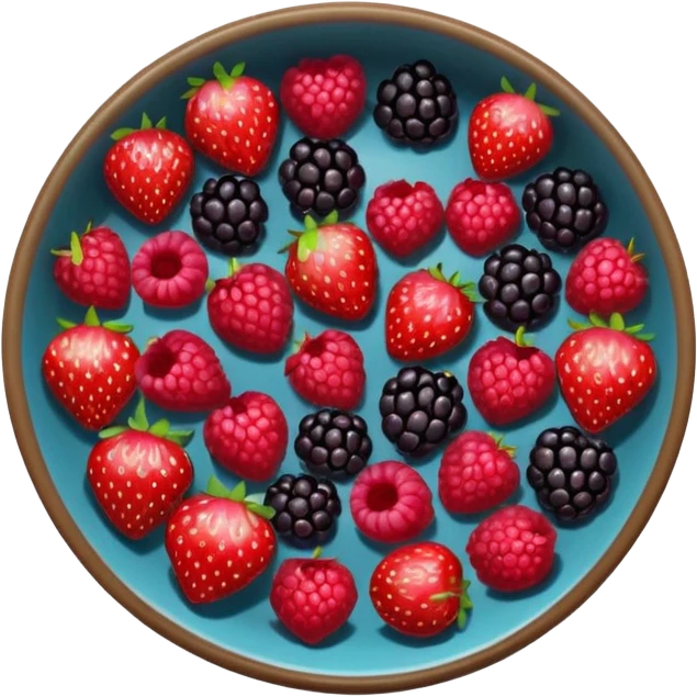 bowl solo de frutos rojos: fresas, moras, frambuesas. con vista desde arriba emoji