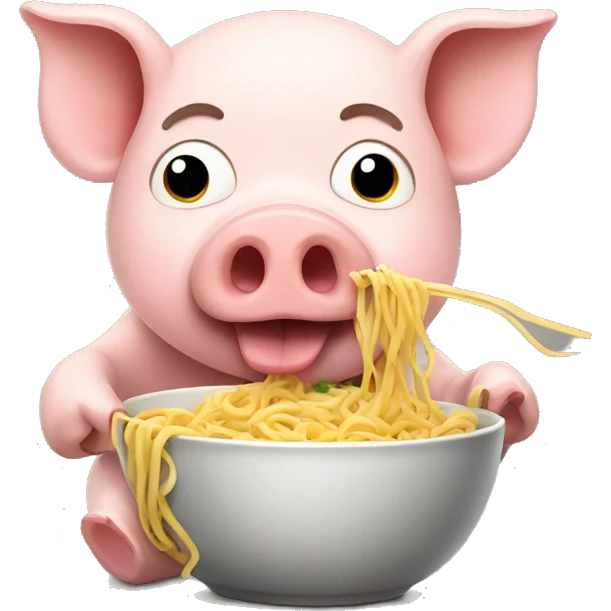Pig eating noodles emoji
