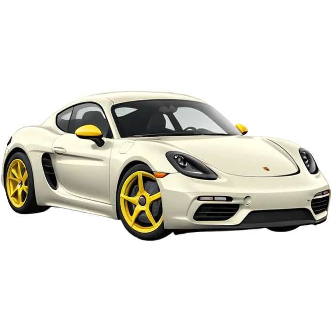 Chalk colored 2024 Porsche 718 Cayman GTS 4.0 with yellow ceramic brakes emoji