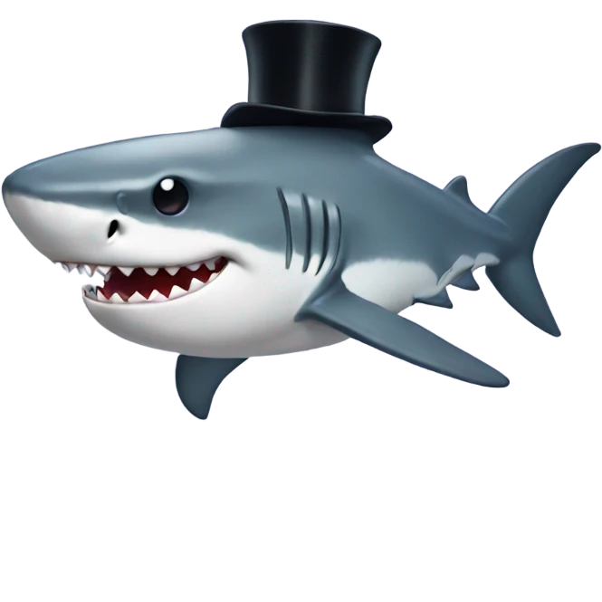 Shark with a top hat emoji