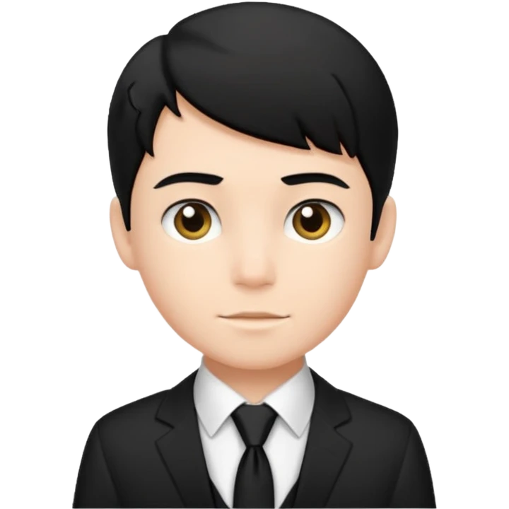 Chico con pelo negro, camisa negra y una corbata blanca emoji