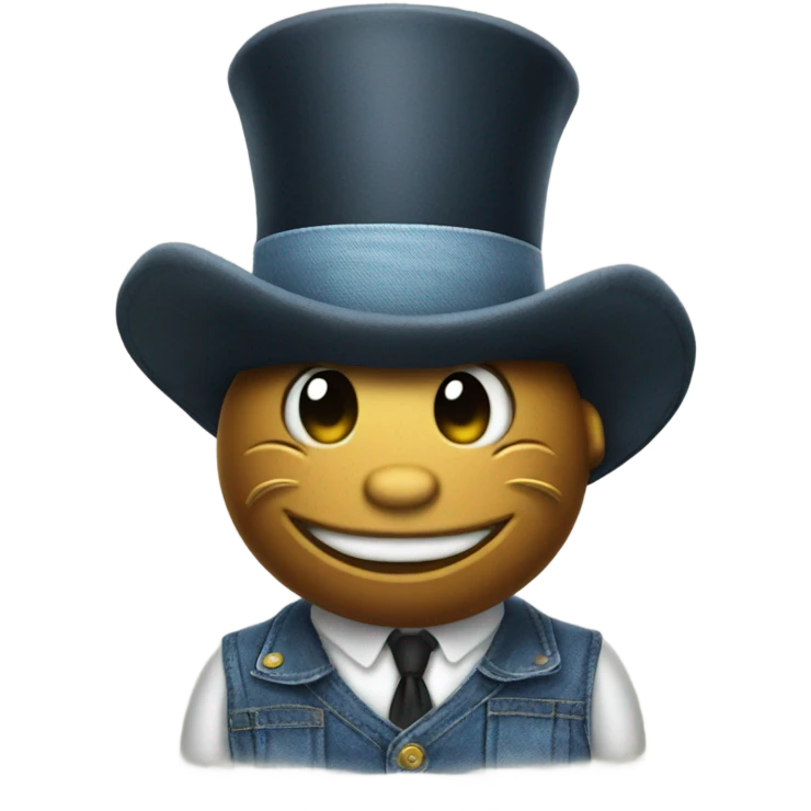 Catfish wearing a top hat and overalls  emoji