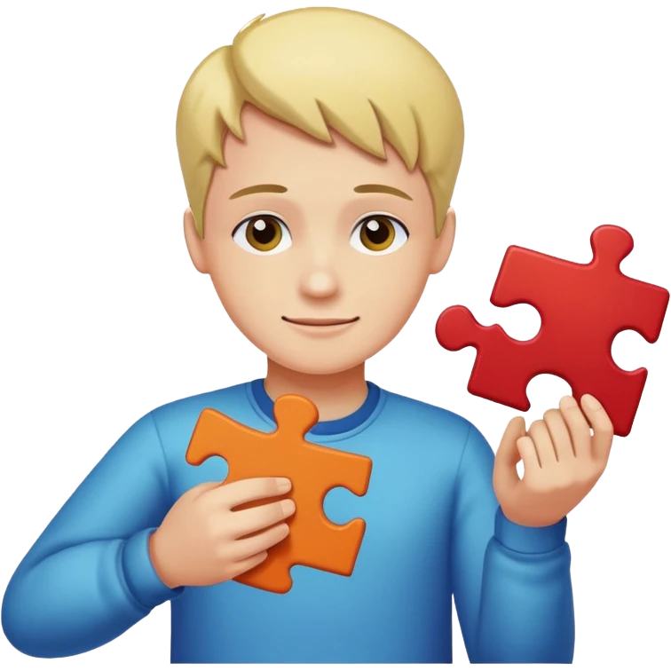one person playing with single jigsaw puzzle piece. emoji