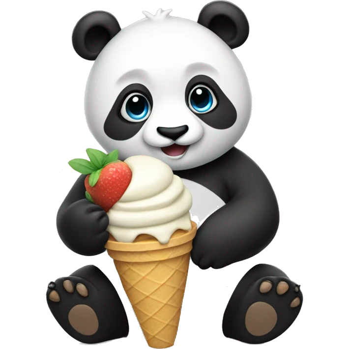 Panda eating ice cream emoji