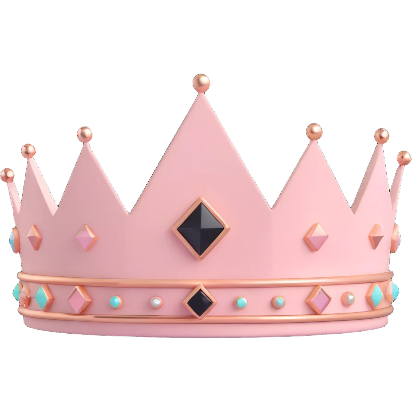 minimalist geometric crown in pastel pink with rose gold accents emoji