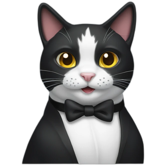 Tuxedo cat waving hell emoji