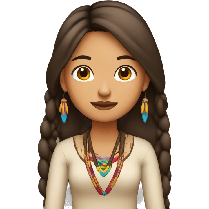mujer cabello indigena largo emoji