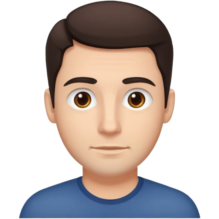 White guy, no beard, dark brown hair and eyes emoji