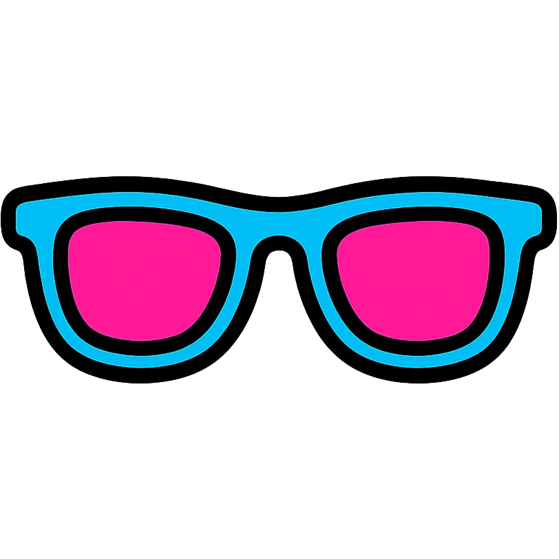 neon sunglasses, outlined, vibrant colors, minimal background emoji