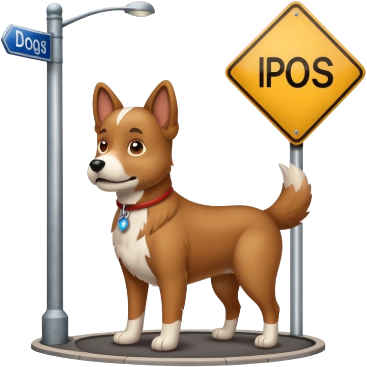 Dog + street sign, Street Wildlife. emoji