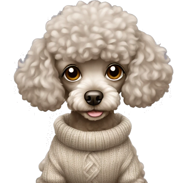 Tired silver beige toy poodle with a sweater emoji