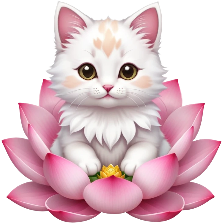 Kitten sitting on lotus flower emoji