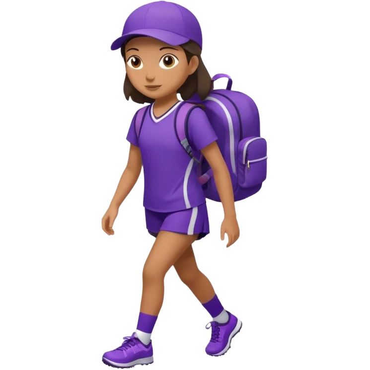 Girl around 10 on purple sports uniform with backpack  emoji