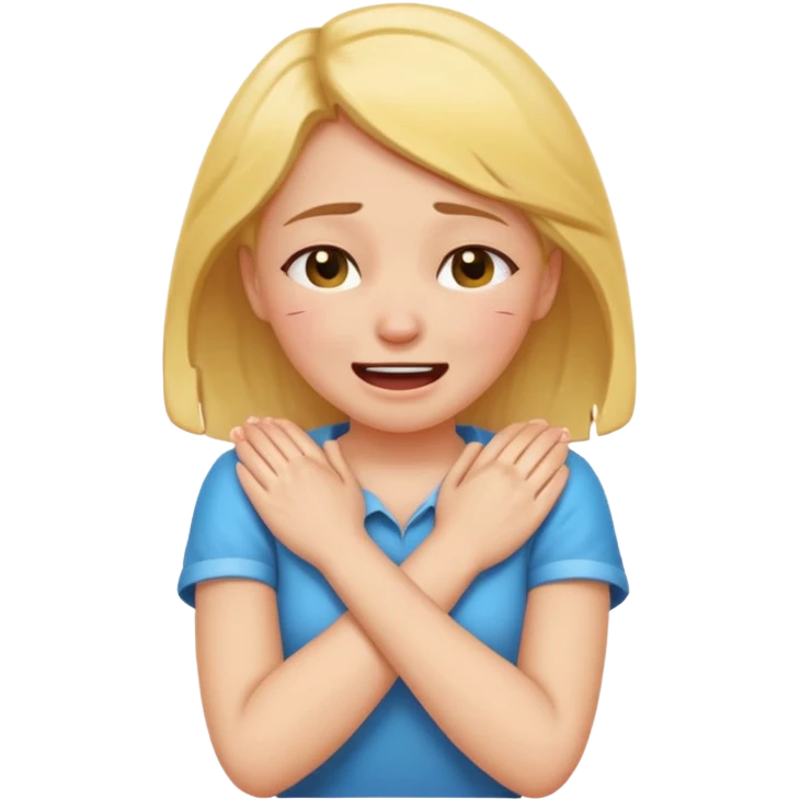 arms crossed holding neck crying laughing girl emoji