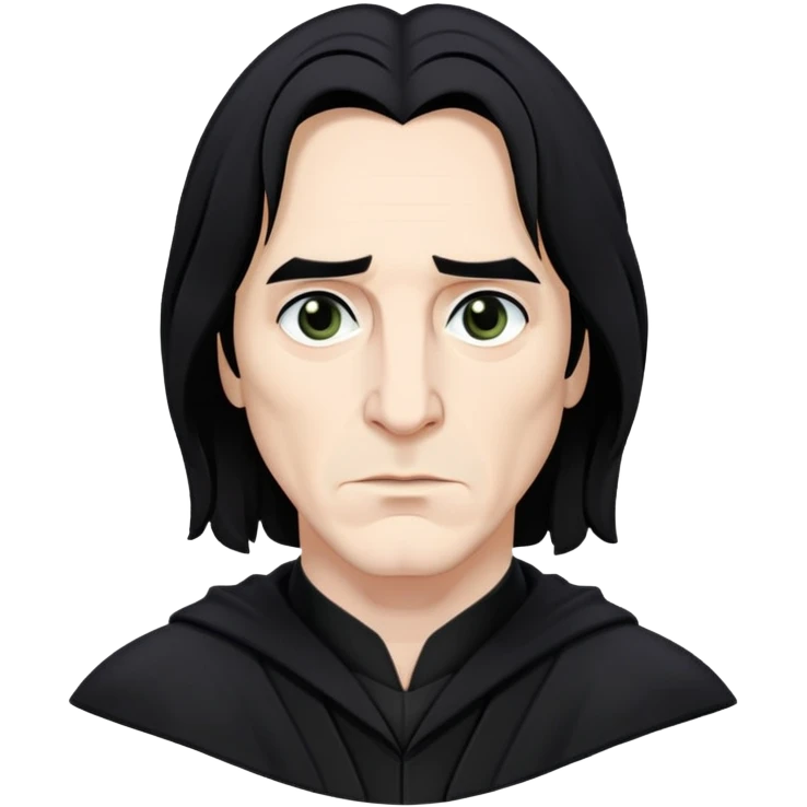 Severus Snape with black hair, hooked nose, dark eyes, wearing black robes emoji