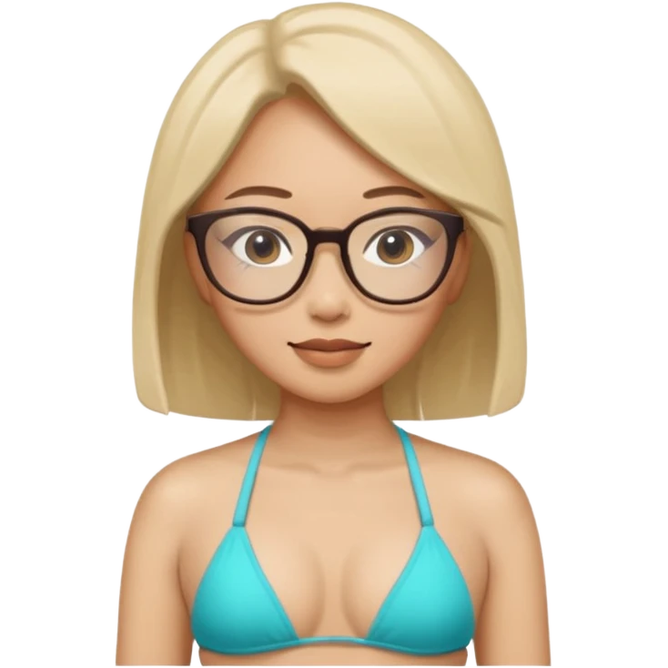 asian woman with glasses wearing a bikini emoji