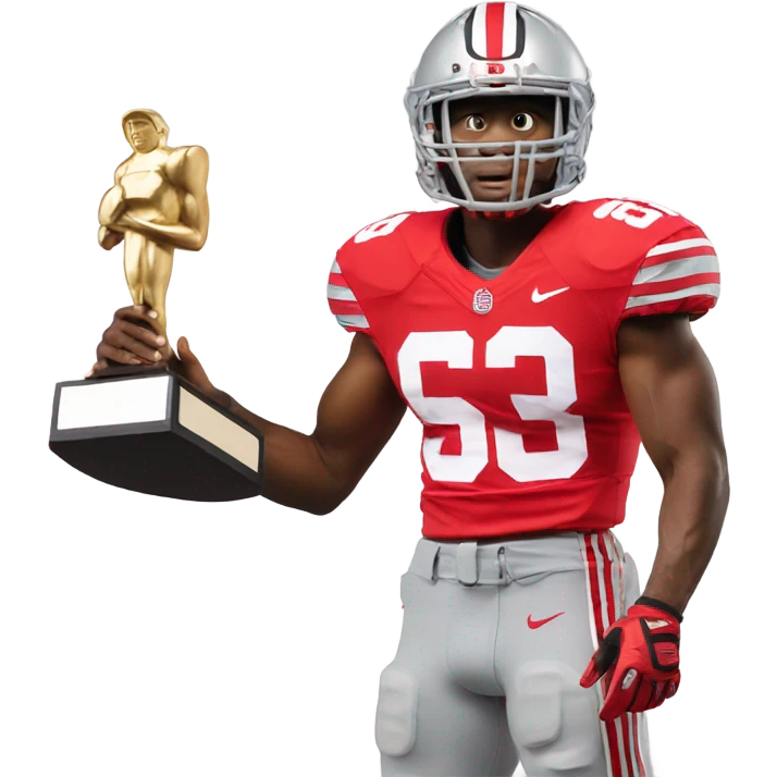 Ohio state football player holding a trophy emoji