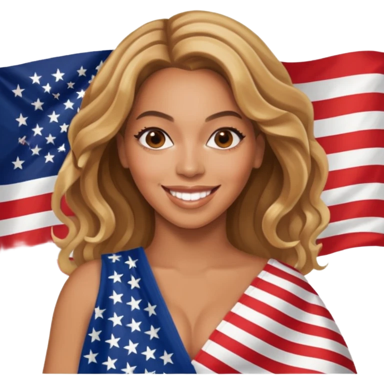 Beyonce with holding  american flag emoji