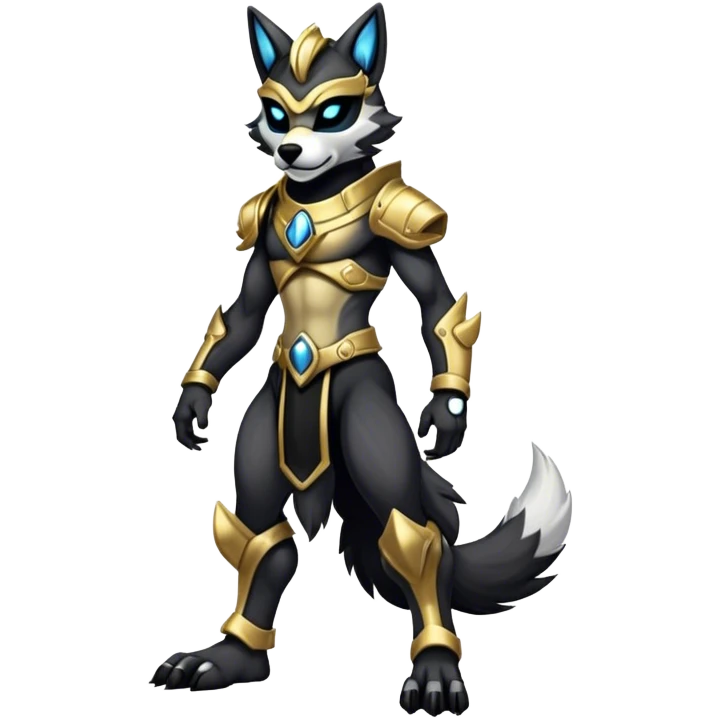 Anthro Protogen-furry-fursona, full body, black screen mask face, emoji