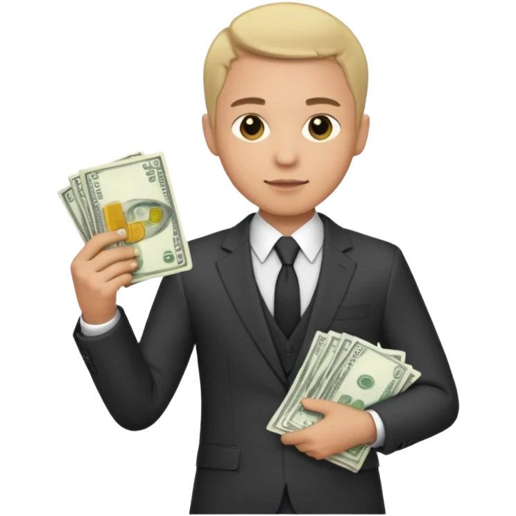 A man with a lot of money and short hair, wearing a suit emoji